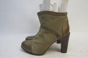 Sartore Paris Womens Size 37.5 M Brown Canvas Leather Ankle Fashion Boots Bootie